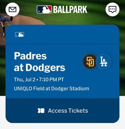 Dodger vs. Padres Tickets July 2nd