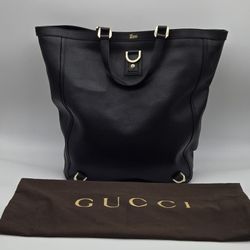 Beautiful Vintage Gucci D-Ring Pebbled Leather Tote With Dust Bag