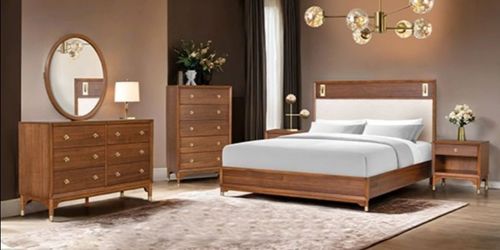 Brand New Walnut & Beige 4pc Queen Bedroom Set (Available in Eastern King)