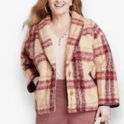 KNOX ROSE Women’s Burgundy Print Faux Fur Coat 
