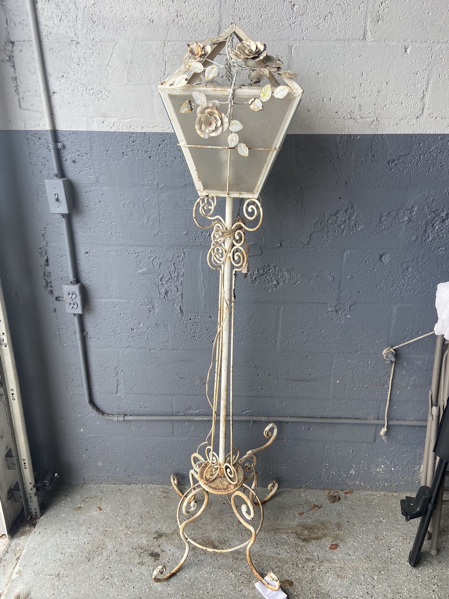 Vintage antique wrought iron lamp