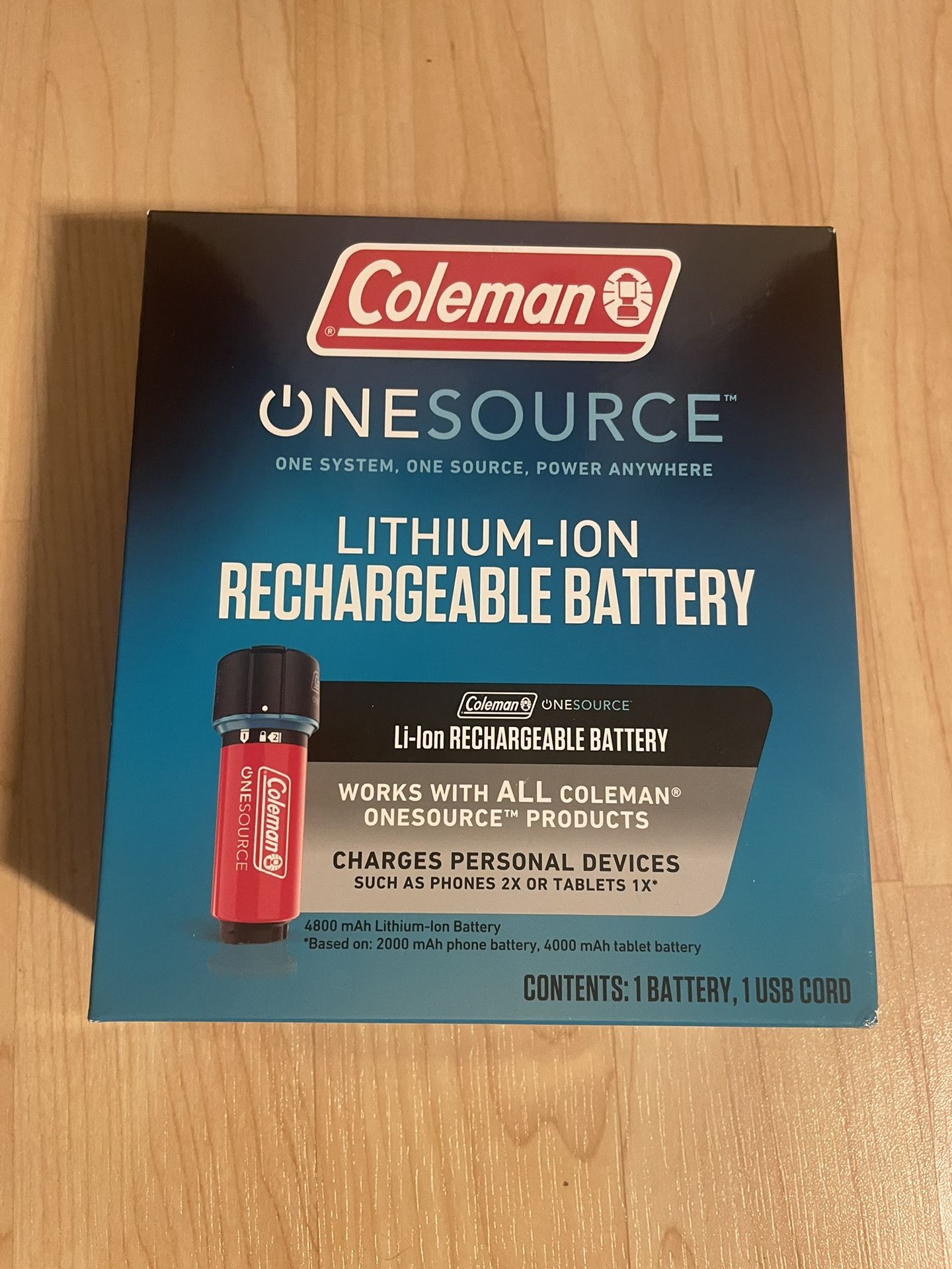 Coleman one source lithium-ion rechargeable battery new
