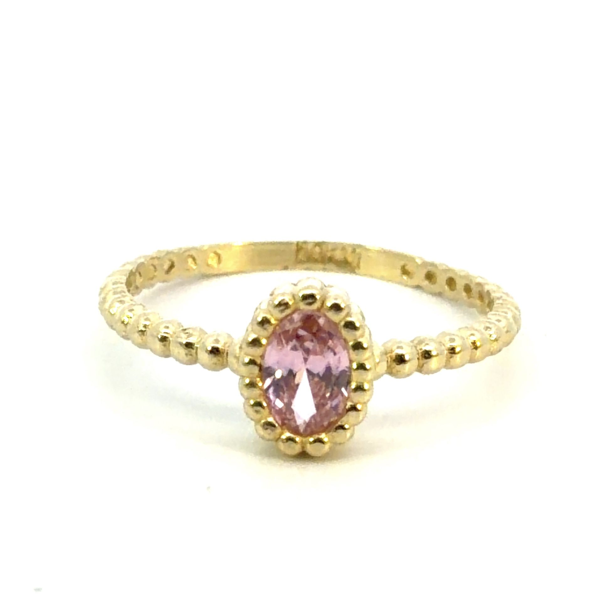 Woman’s Ladies 10k Yellow Gold Pink Solitaire Stone Ring Size 8 GP3128116