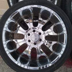 24” ICE 6 Lug Rims & Tires