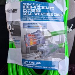 Outdoor 50' Neon Extreme Cold Outdoor Extension Cord 
