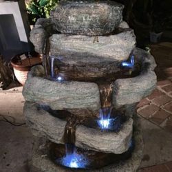 Multi-Tiered Rock Fountain With LED lights 