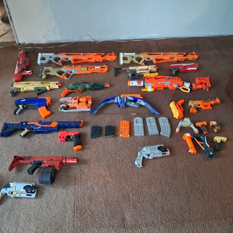 Large NERF Gun Lot – Blasters, Magazines, Attachments & More!