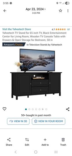 Yaheetech 58-Inch Black Wood TV Stand