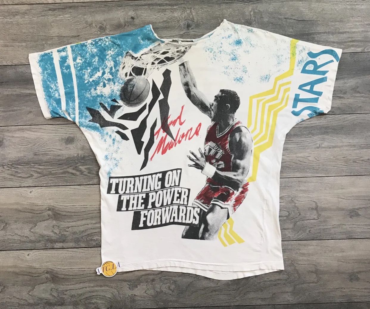 VINTAGE KARL MALONE SHIRT XL MENS AOP ALL OVER PRINT UTAH JAZZ JOHN STOCKTON 90s