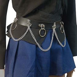 Gothic Body Chain Belt Leather Punk w/O-ring Metal Chain Tassel One Size *NEW*