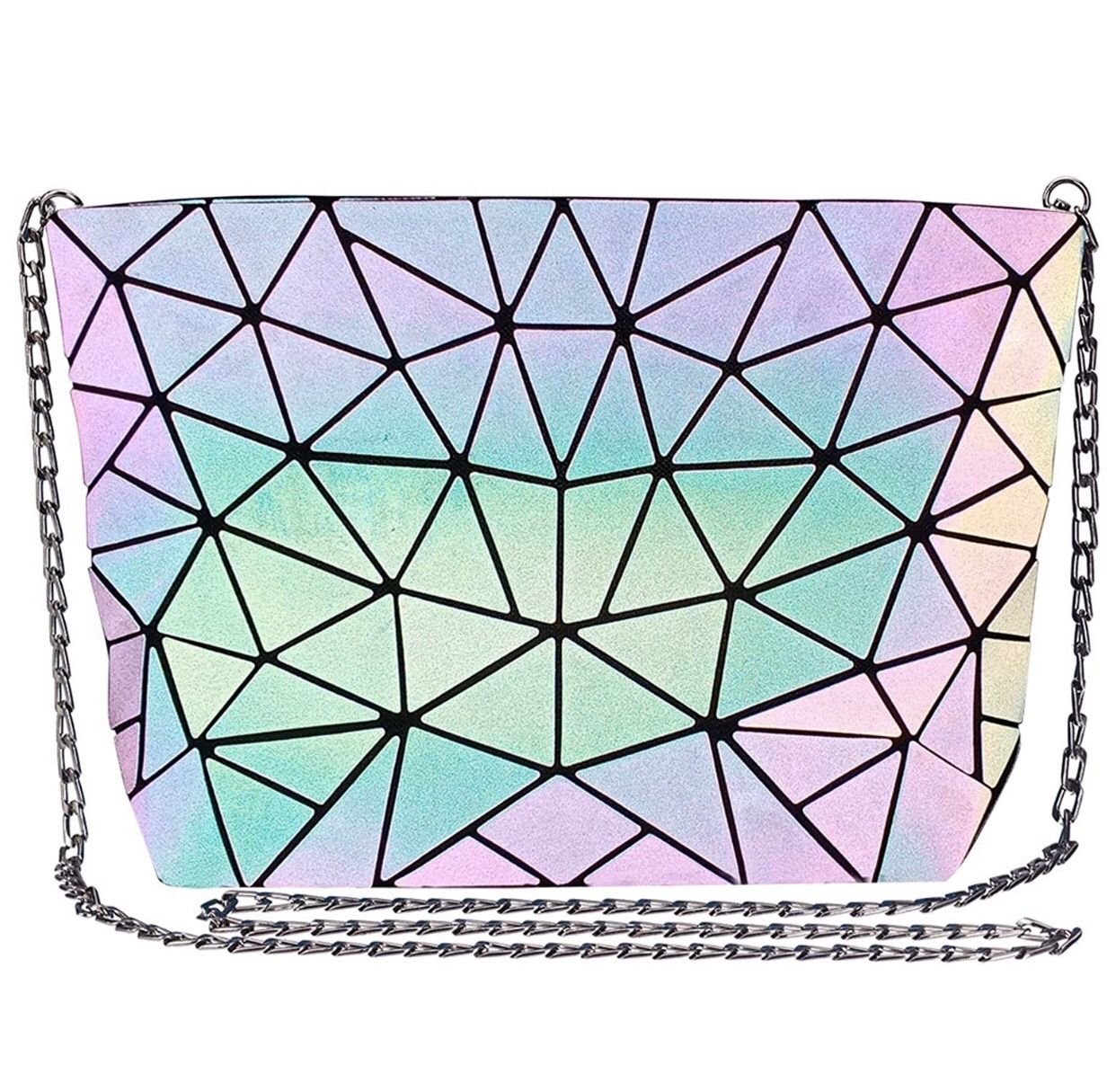 Geometric Luminous Crossbody Bag for women Holographic Reflective Handbags Shoulder Clutch Bag