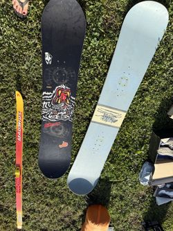 Snowboards and cross country skis