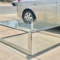 Vintage Mid Century Modern Milo Baughman Style 48” Pace Chrome & Glass Coffee Table