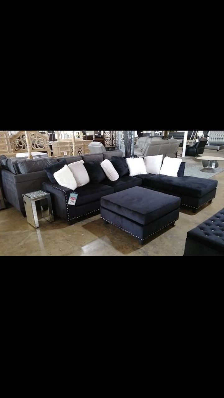 New sectional with ottoman