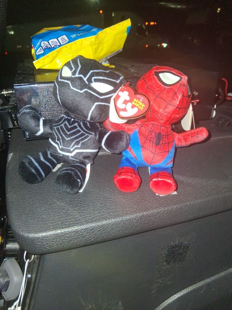 Marvel Black Panther Ty Beanie Babies And Spiderman
