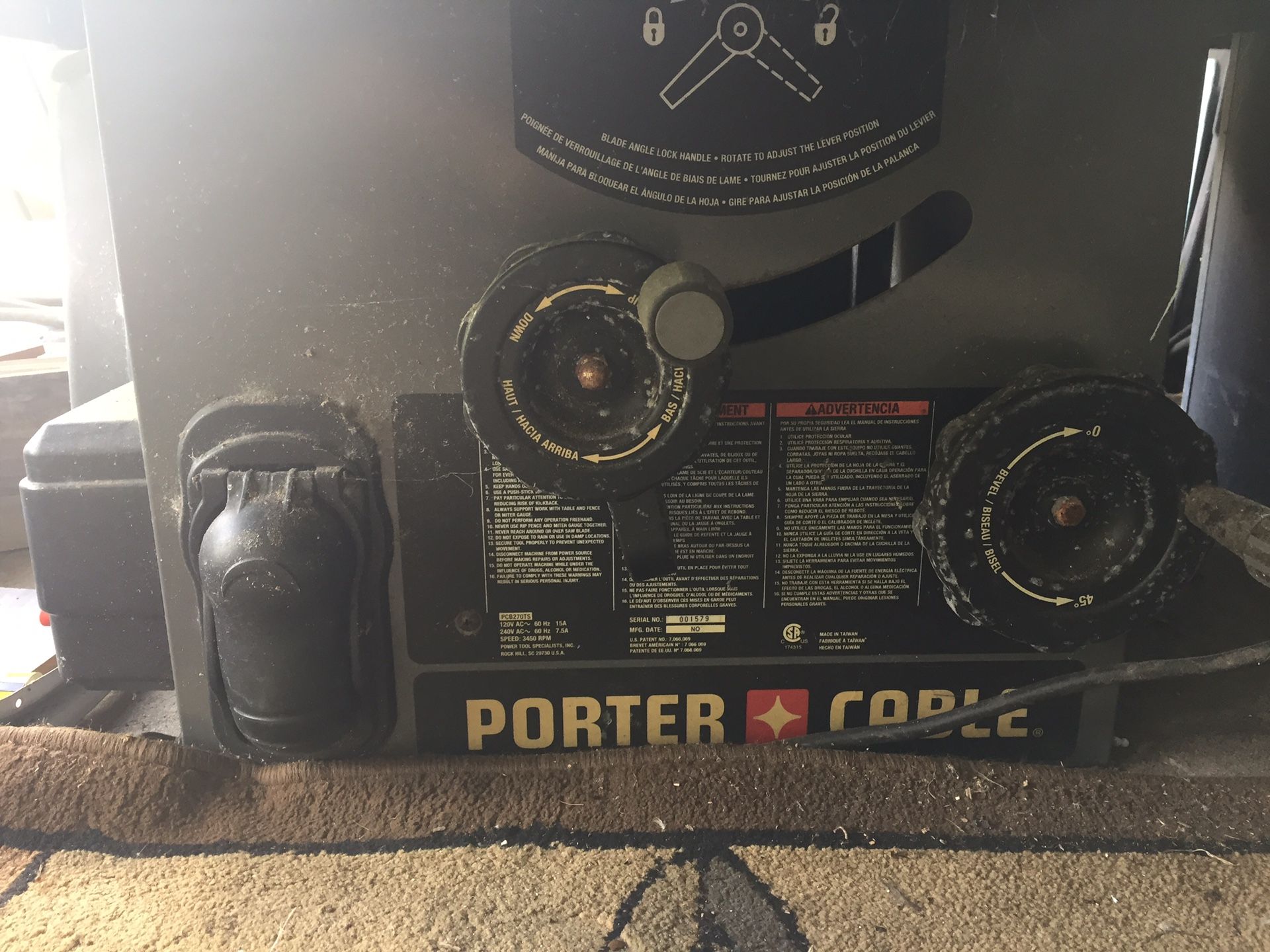 Porter Cable table saw 10” 2hp