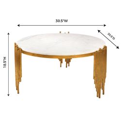 TOV Furniture Waterfall Genuine White Marble & Gold Round Coffee Table