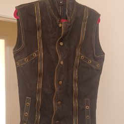 Denim Vest With Zipper Accents 