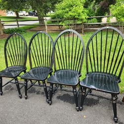 4 black wood dining chairs