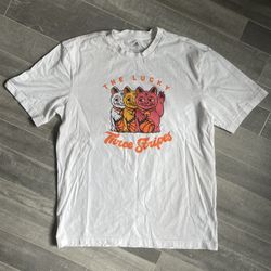 Adidas Shirt Mens Medium White Chinese New Year Cats Lucky 3 Stripes Tee