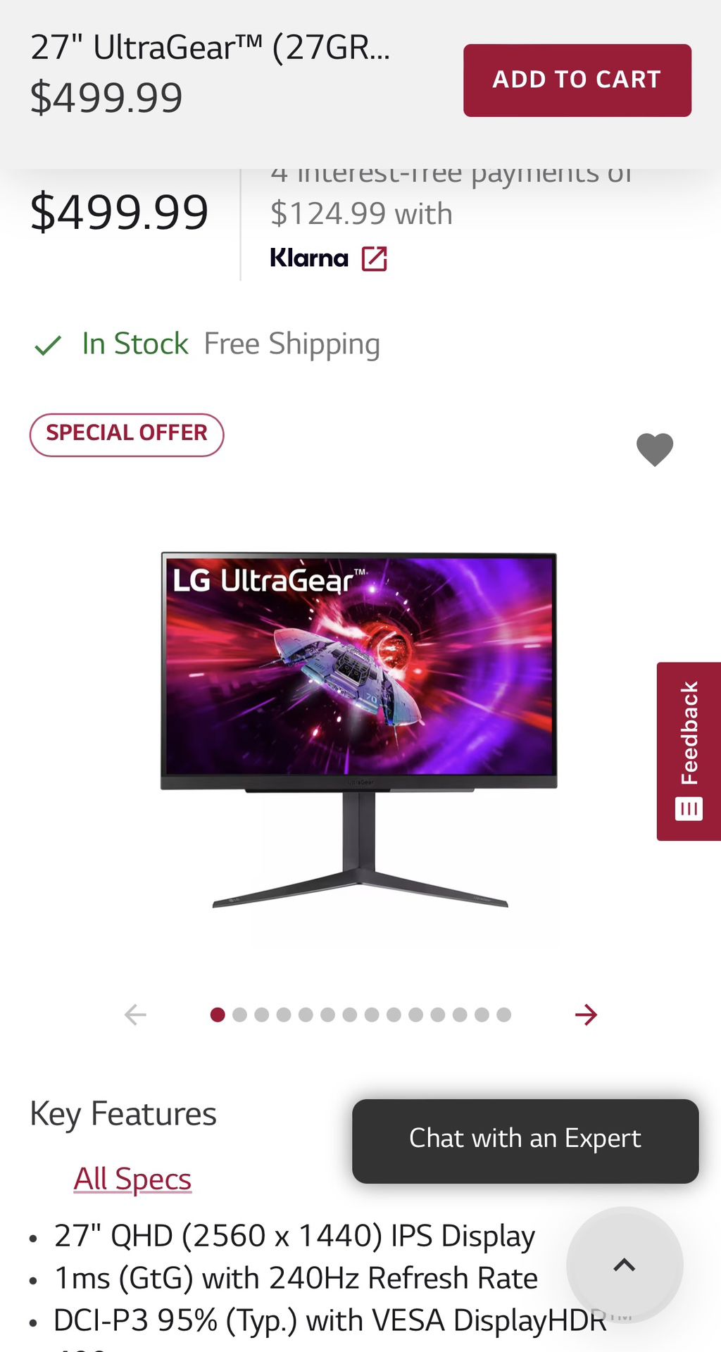 LG UltraGear gaming monitor 240hz 1440p!