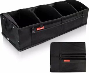 Home Innovation Trunk Organizer for SUV Car, Truck, Auto, Minivan - 4 Adjustable Compartments Foldable Portable Trunk Organizer, Heavy Duty Durable Ca