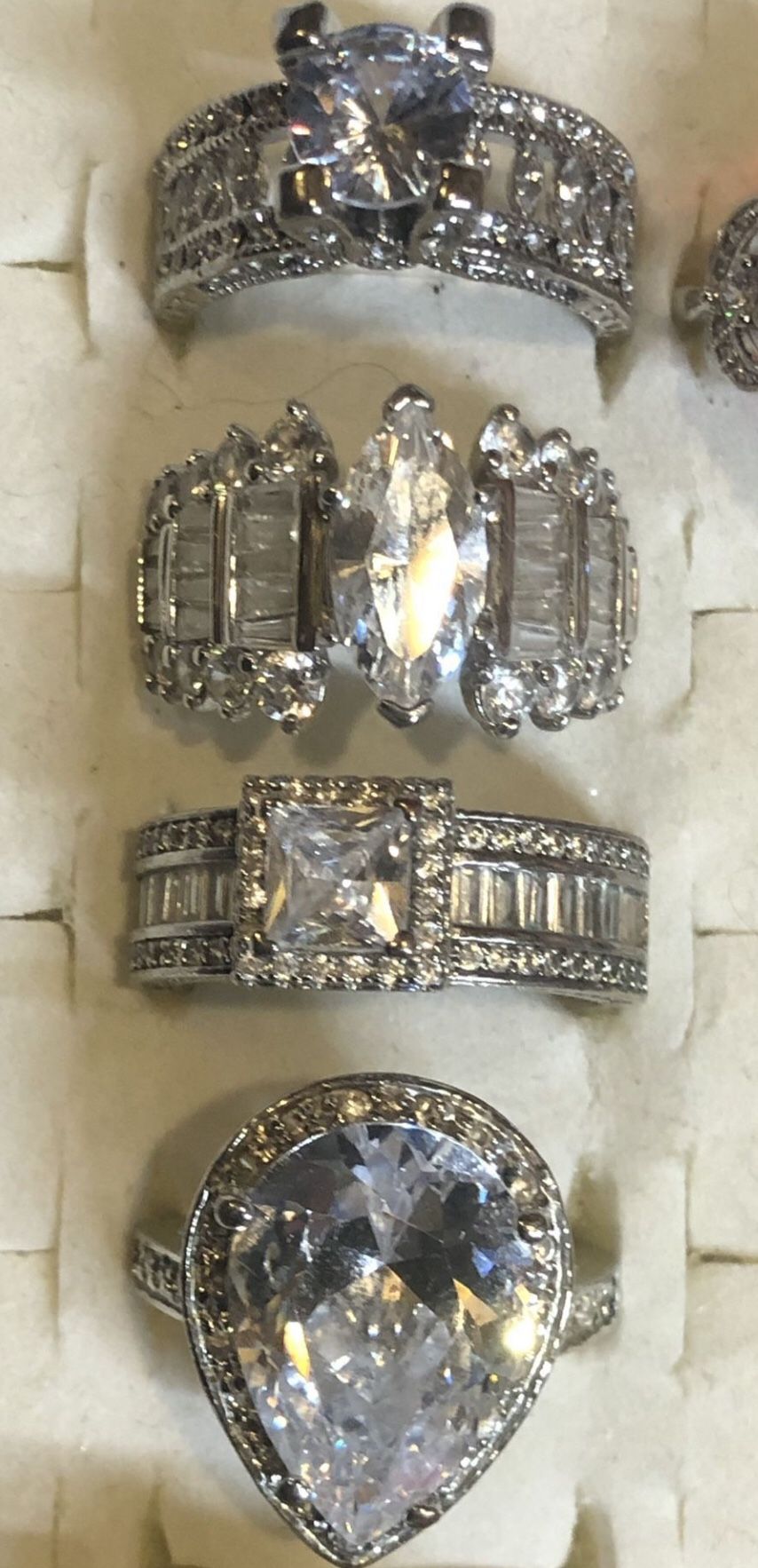 2 -CZ & Silver Cocktail /Engagement Style Rings