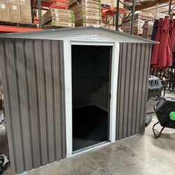 (New in box need assemble) 6’ L x 8’ W x 6.3’ H Metal galvanized steel Storage Shed Outdoor Garden Backyard 6x8 Storage