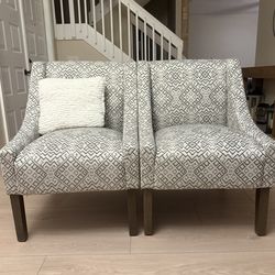 2 Gray And Cream Accent Chairs