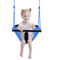 Toddler Swing & 2-in-1Baby Swing - Adjustable Rope Swing Seat for Kids Indoor & Outdoor Durable Backyard Swing Set for Infants & Toddlers (Blue)