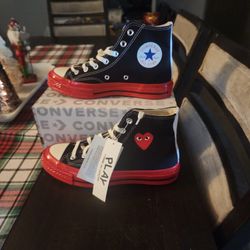 CDG PLAY X Converse Red Sole Black High Top Sneaker