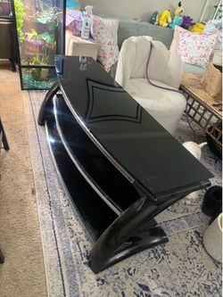Black glass tv stand