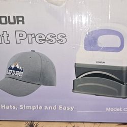 EENOUR Hat Press Machine, Mini Heat Press for Caps with 3 Heating Levels & Auto-Off, Handheld Cap Easy Press with 3"×5.5" Arched Heating Plate, 2 Pres