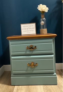 Coastal Teal Nightstand – Solid Wood, Beautiful Finish