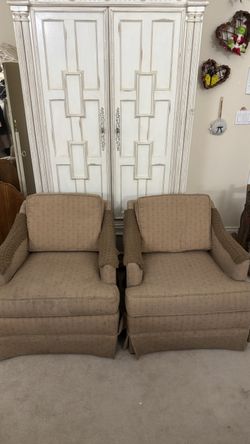 Pair of Beige Upholstered Armchairs