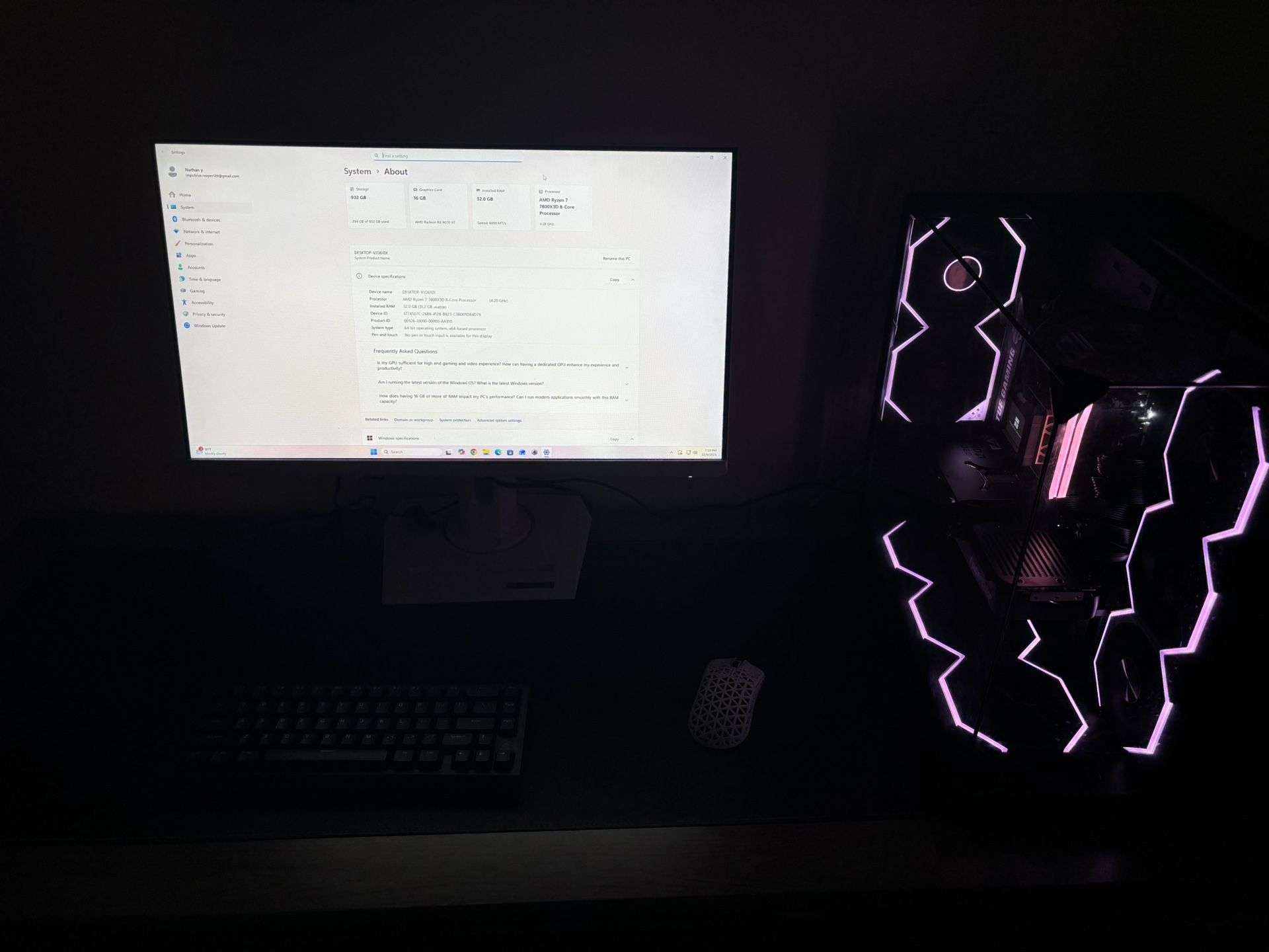 🔥 Full Gaming Setup – 9070XT / 7800X3D + 380Hz Monitor + Keyboard/Mouse