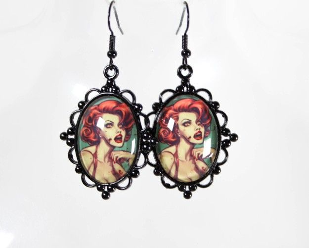 Retro Horror Charm Zombie Pinup Earrings – Limited Edition Gothic & Pinups