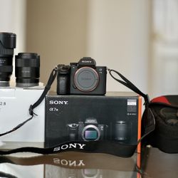 Sony a7iii, Sony Zeiss 55mm f1.8 and a camera bag