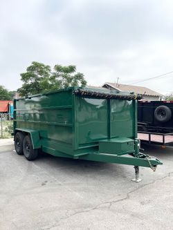 Sky Trailers Dump Trailer / Hydraulic Dump 8.5X14X4 Light Duty Forest Green