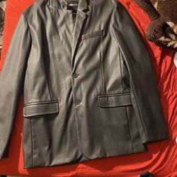Faux Leather Blazer
