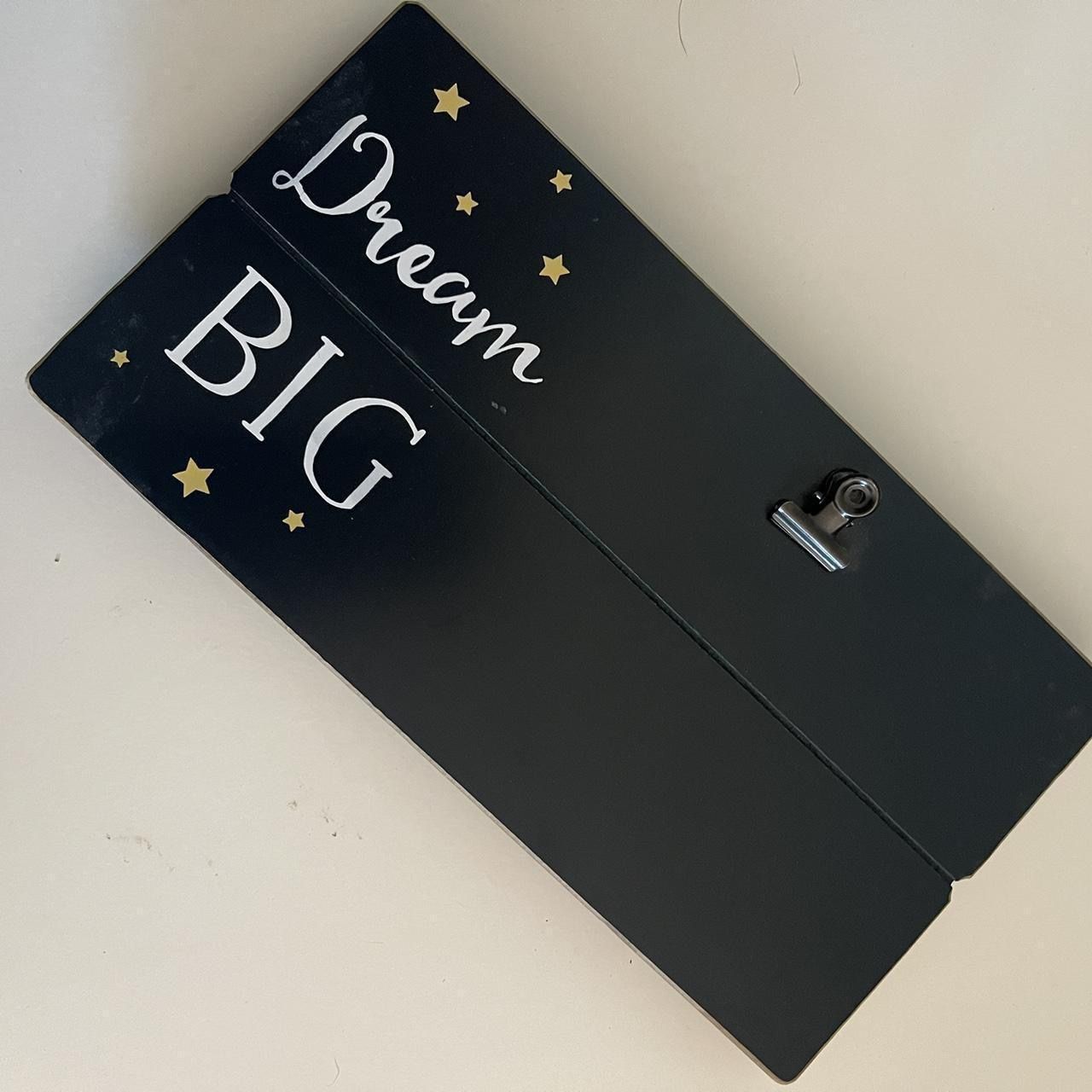 Dream Big Navy Blue 9x5 Wooden Picture Frame Metal Clip for 4x6, Free Standing