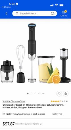 Brand New Chefman Cordless 5-in-1 Immersion Blender Set