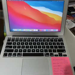 MacBook Air 11” Early 2015 Intel Core , 8gb Ram , 128gb Flash SSD, macOS Big Sur . Very good battery back up . Comes with $90 worth Microsoft