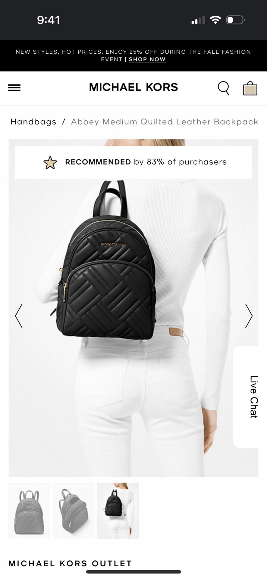 MK Abbey Medium Quilted Leather Backpack
