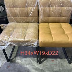 Modern Dining Chairs – Set of 2  Stylish modern dining chairs with soft cushioned seats and sturdy metal legs. Comfortable and perfect for dining room