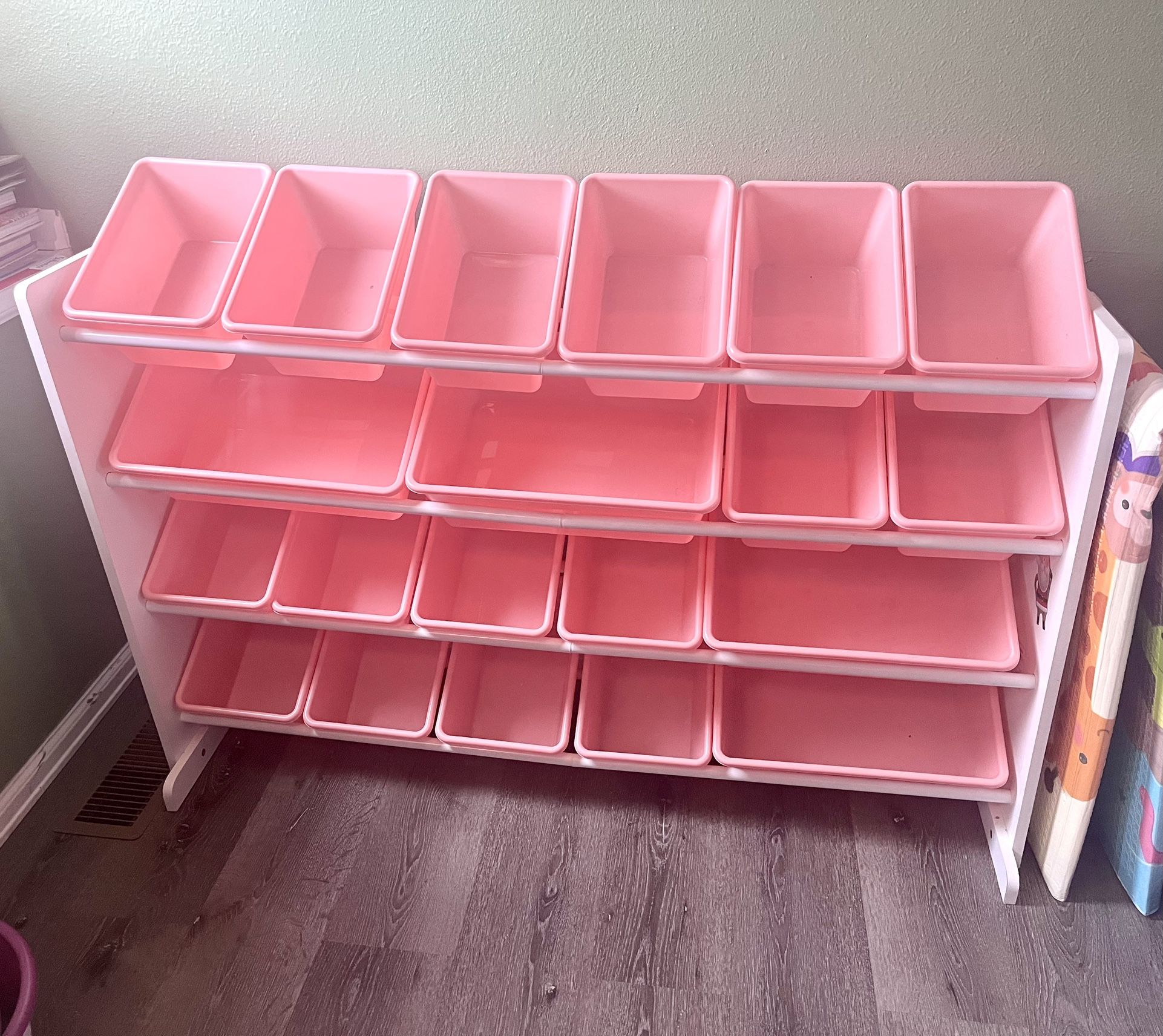 XL Pink/white Toy Bin Organizer
