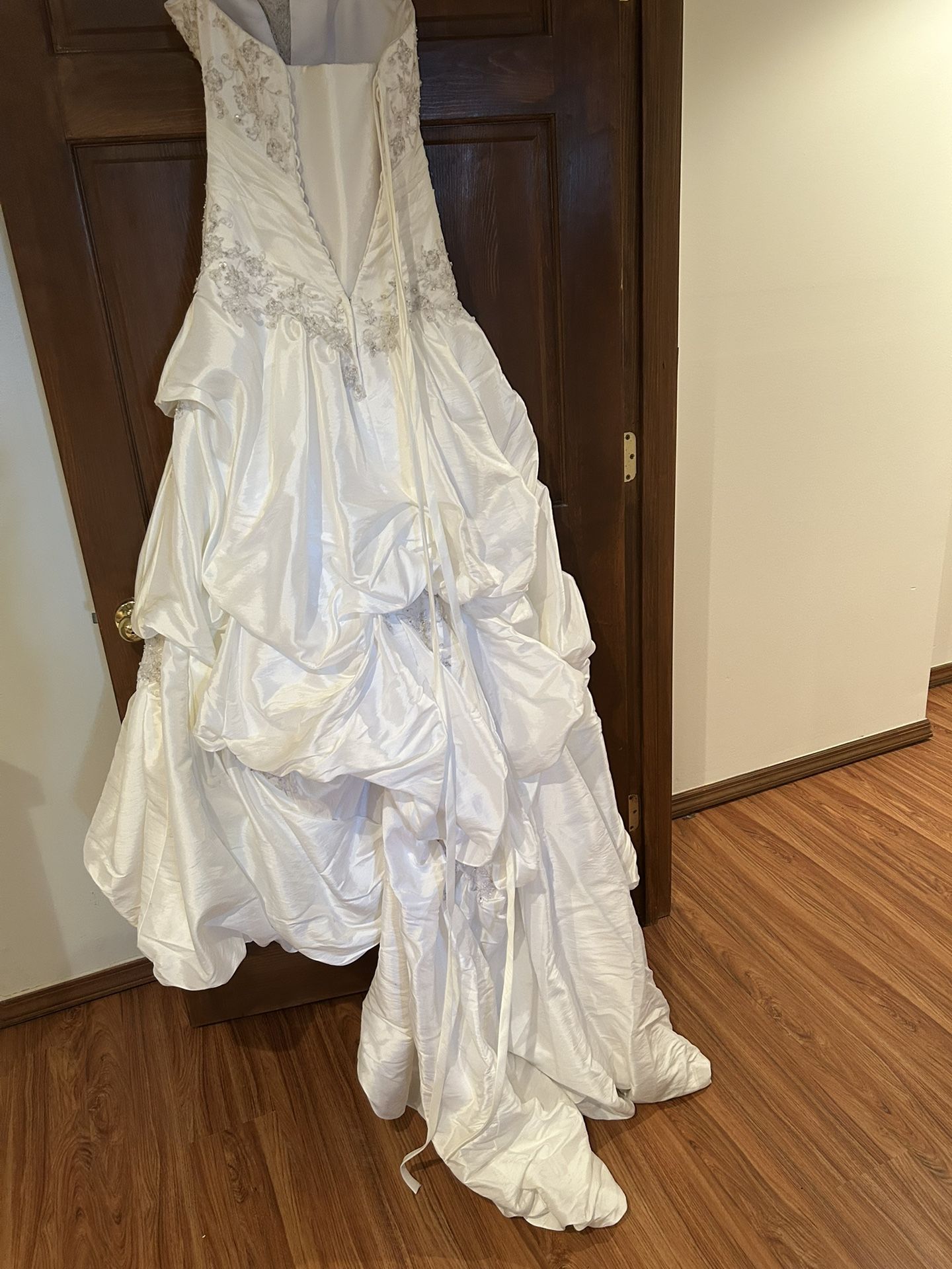 Wedding Dress And Child’s white dress with bow on the waist size 4