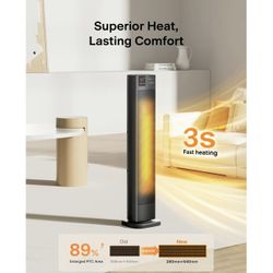 Pelonis Ceramic Tower Space Heater – Touch Screen, Remote & Timer (Perfect for Winter!)