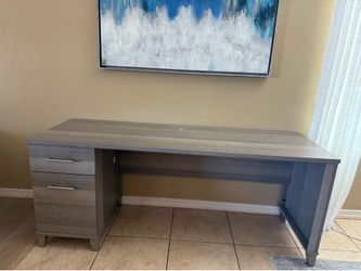 MUST GO - 72" Large Office Desk with Drawers - Gray