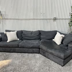 Room & Board Sectional Sofa Couch - Gray Suede - Cuddle Corner Chaise - 2pcs - Delivery Available 